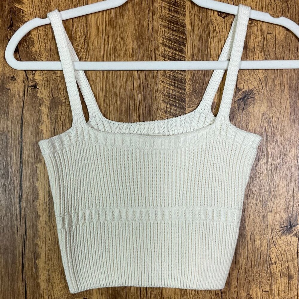 Bittersweet Ivory Cropped Sweater Tank Knit Top Size Small, NWOT